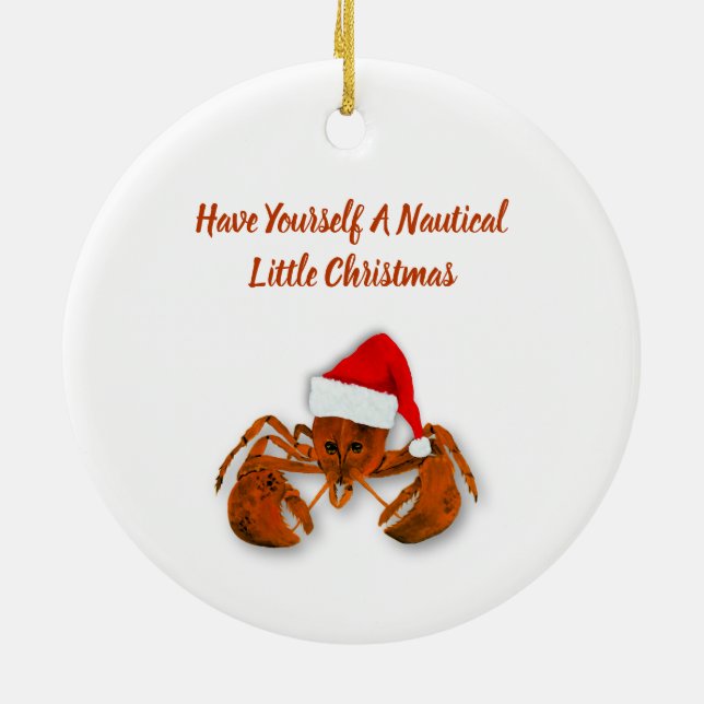 Maritime Santa Lobster Ceramic Ornament (Back)