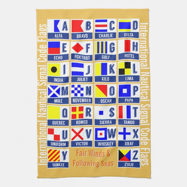 Maritime Signal Code Flags Kitchen Towel (Vertical)