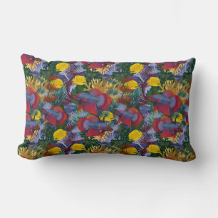 Maritime Undersea Colourful Fish Red Yellow Seawee Lumbar Pillow