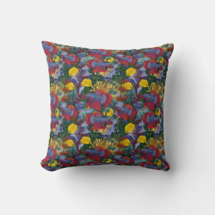 Maritime Undersea Colourful Fish Red Yellow Seawee Throw Pillow