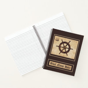 Maritime Wood Helm Vintage Captain's Log Book 