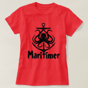 Maritimer Anchor octopus Nautical Lighthouse Route T-Shirt