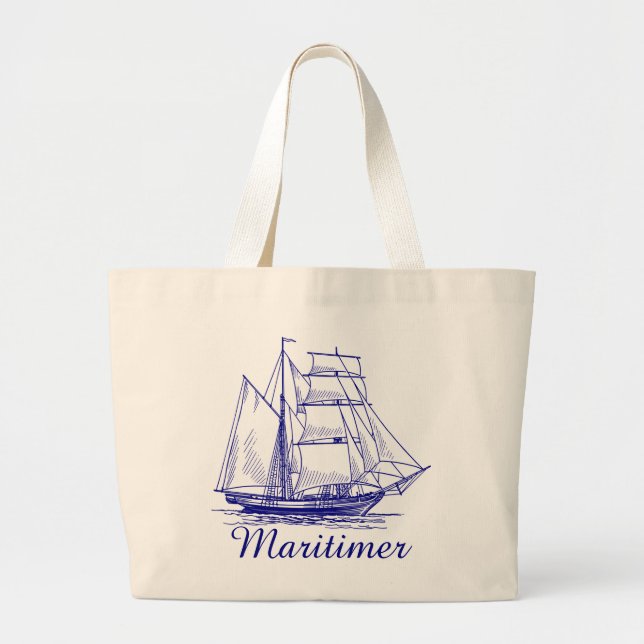 Maritimer nautical sailing ship  canvas tote bag (Front)