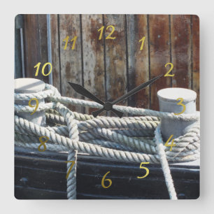 Maritimes rope of a ship square wall clock