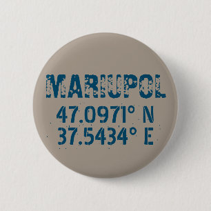 Mariupol Ukraine Latitude & Longitude Distressed 2 Inch Round Button