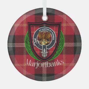 Marjoribanks Scottish Clan Tartan & Crest Glass Ornament