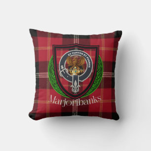 Marjoribanks Scottish Clan Tartan & Crest Throw Pillow