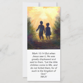 MARK 10:14 Dans le jardin, carte d'écriture