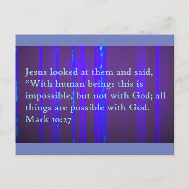 Mark 10:27 Scripture Post Card (Front)