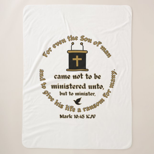 Mark 10:45 KJV Bible Verse Faith With Scriptures Sherpa Blanket (Front)