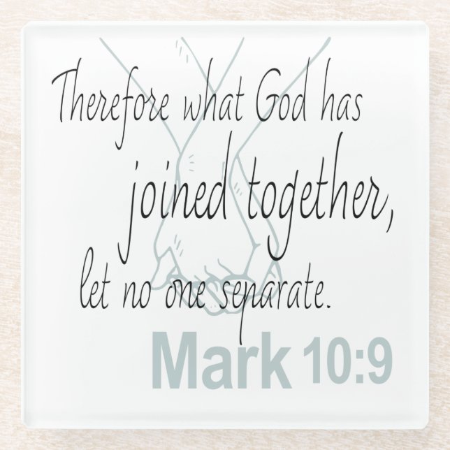 Mark 10:9 Bible Verse Marriage Design Glass Coaster (Front)