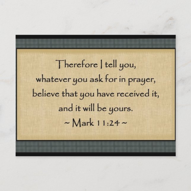 Mark 11:24 : Carte postale (Devant)