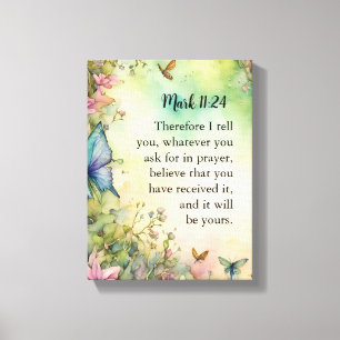 Mark 11:24 Christian Watercolor Image Canvas Print