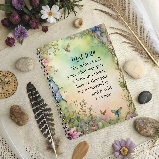 Mark 11:24 Christian Watercolor Image Notebook (Creator Uploaded)