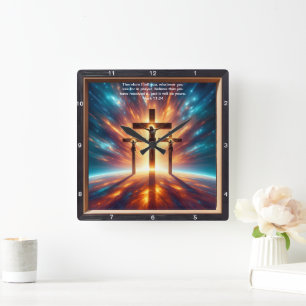 Mark 11:24 Comfort: Personalized Home Blessing Square Wall Clock