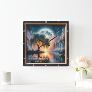 Mark 11:24 Inspirational Timepiece: Custom Design Square Wall Clock