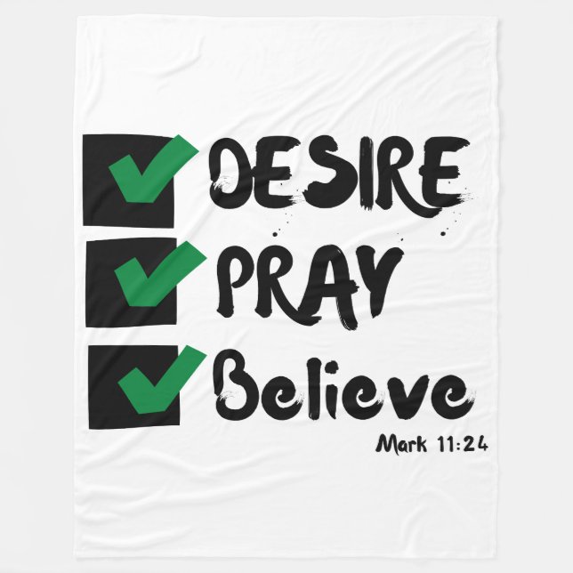 Mark 11:24 KJV Bible Scripture Fleece Blanket (Front)