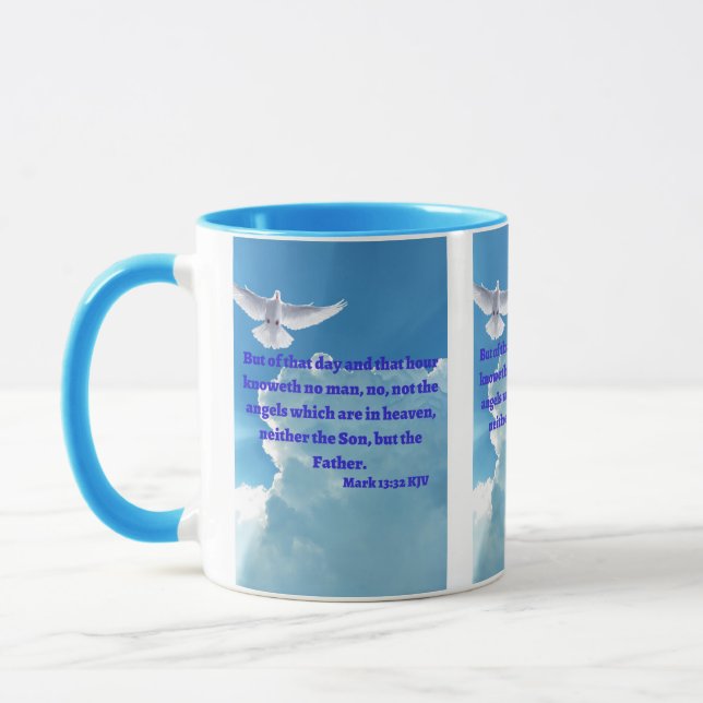 Mark 13:32 KJV Bible Verse Pic Two-Tone Mug (Left)