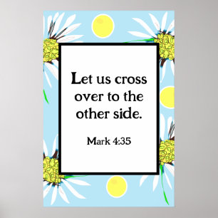 Mark 4:35 Bold Daisies - Pastel Blue Yellow   Poster