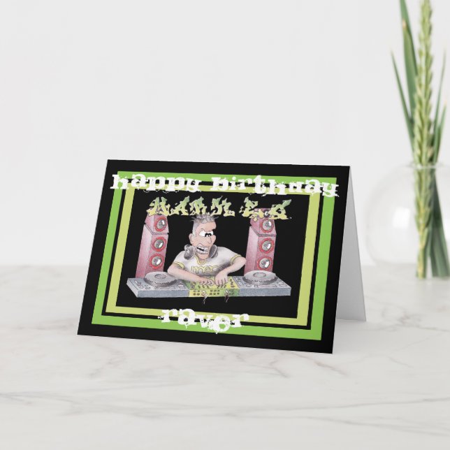 MARK E G DJ cartoon birthday card (Front)