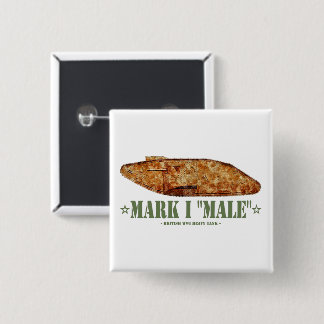 Mark I Male World War One British Heavy Tank WWI 2 Inch Square Button