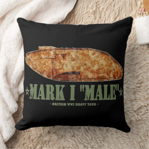 Mark I Male World War One British Heavy Tank WWI Throw Pillow