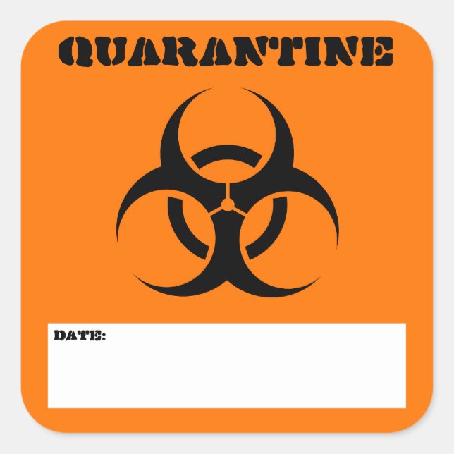 Mark incoming packages with quarantine sign square sticker (Front)