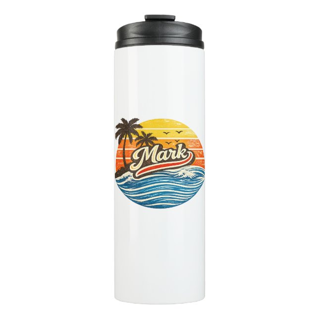 Mark Retro Sunset Name Design Thermal Tumbler (Front)