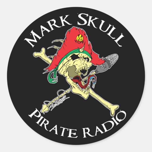 Mark Skull Pirate Radio Sticker (Front)