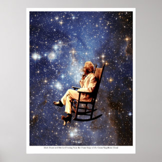 Mark Twain and His Cat Poster