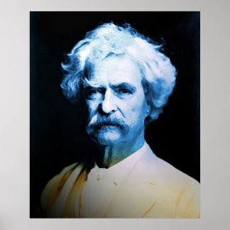 Mark Twain in Blue Poster