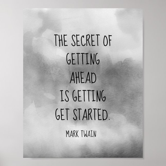 Mark Twain literary quote  poster gray watercolor (Front)