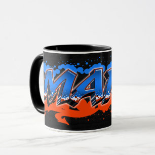 Mark Vorname Name Graffiti blue orange Tasse Mug