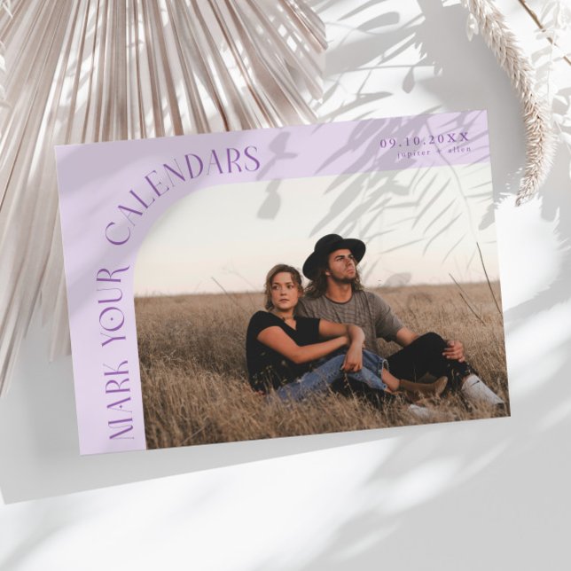 Mark Your Calendars Lilac Curved Frame Photo Save The Date (Creator Uploaded)