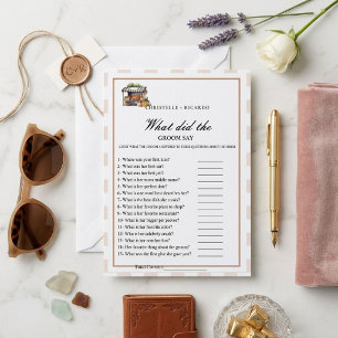 Marke Bride & groom trivia bridal shower game Card