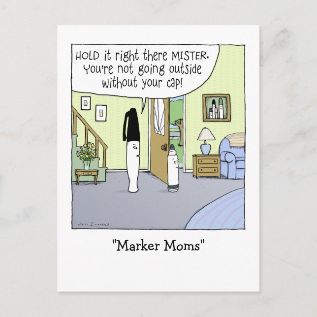 "Marker Moms" Funny Cartoon Postcard (Front)