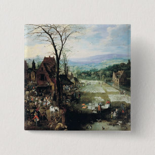 Market and Bleaching Ground, 1620-22 2 Inch Square Button