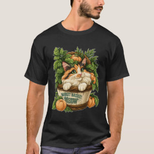 Market Basket Meow Cute Cat with Fresh Vegetables T-Shirt