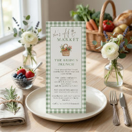 Market Brunch Gingham Bridal Shower Menu Card