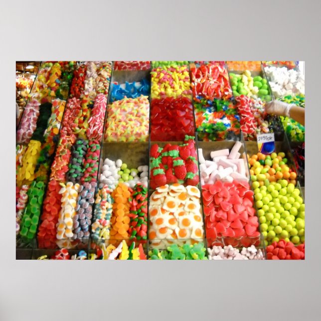 Market Candy Sweets Barcelona Spain Poster (Front)
