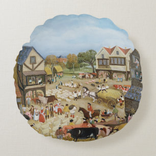 Market Day Round Pillow