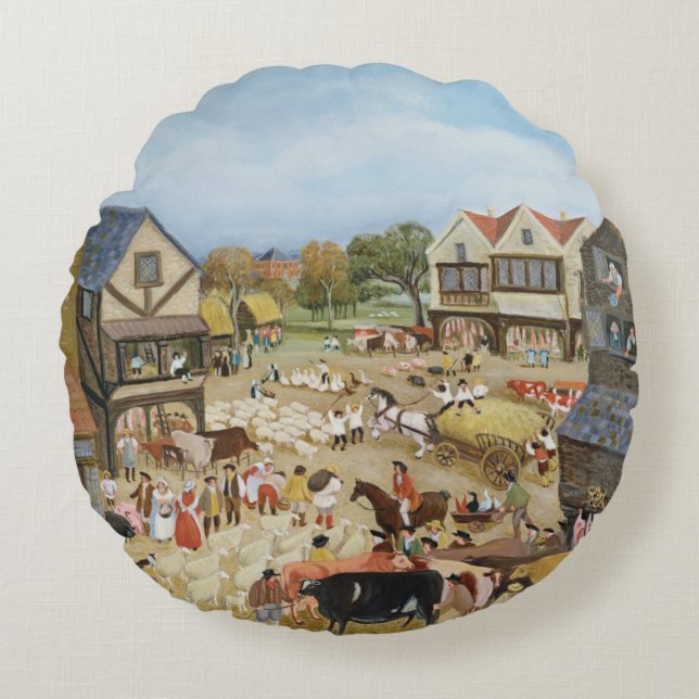 Market Day Round Pillow (Front)