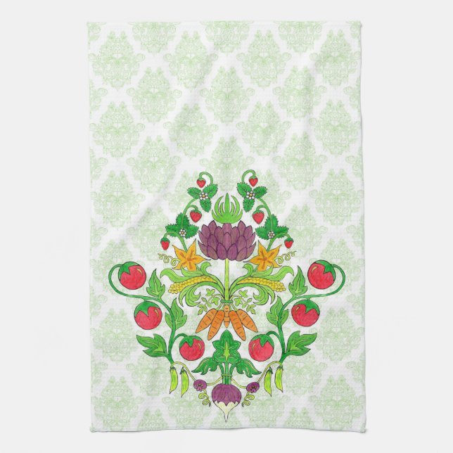 Market Fresh Damask Kitchen Towel (Vertical)