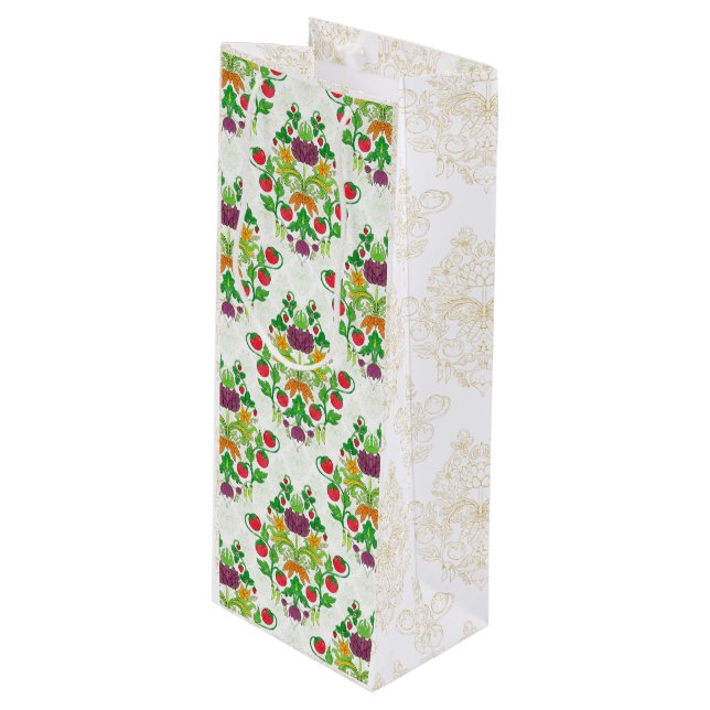 Market Fresh Damask Wine Gift Bag (Front Angled)