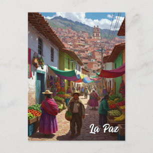 Market in La Paz Bolivia Travel Postcard