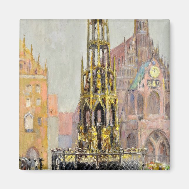 Market Place, Nuremberg, 1928 by Grant Wood Magnet (Front)