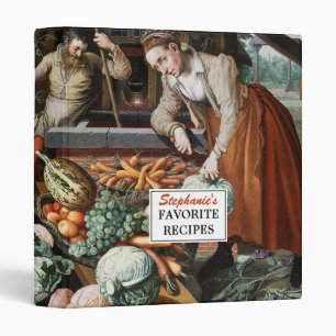 “Market Scene” vintage art custom label binders