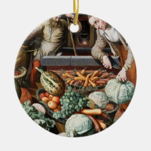 “Market Scene” vintage art custom ornament
