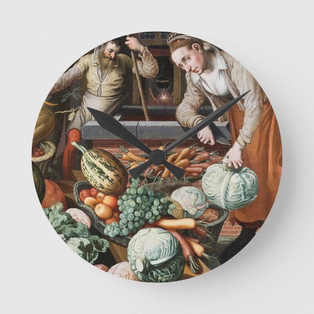 “Market Scene” vintage art wall clock (Front)