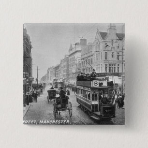Market Street, Manchester, c.1910 2 Inch Square Button